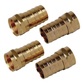 4PK RG6 CRIMP CONNCT GLD