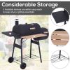 Outsunny 48" Steel Portable Backyard Charcoal BBQ Grill and Offset Smoker Combo with Wheels