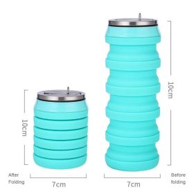 480ml Foldable Silicone Water Cup Creative Protable Travel Cycling Running Water Bottle Folding Outdoor Sports Kettle Drinkware (Color: 03, Capacity: 480ml)