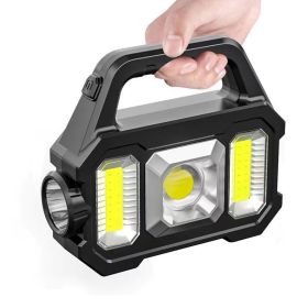 Portable Camping Fishing Multi-Modes Solar Powered USB Rechargeable Light (Type: Flashlights, Color: Black B)