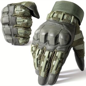 Tactical Gloves for Men - Touch Screen, Non-Slip, Full Finger Protection for Shooting, Airsoft, Military, Paintball, Motorcycle, Cycling, Hunting (Color: Green, size: M)