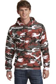 Port & Company Core Fleece Camo Pullover Hooded Sweatshirt PC78HC (Color: Red Camo, size: M)