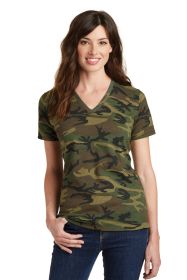 Port & Company Ladies Core Cotton Camo V-Neck Tee LPC54VC (Color: Military Camo, size: XS)