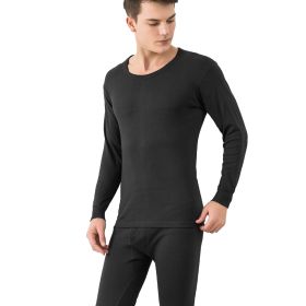 Men Thermal Underwear Set Long Johns Pants Long Sleeve Soft Underwear Kit Top Bottom Winter Sports Suits (Color: Black, size: M)