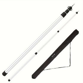 2Pcs Telescoping Tarp Poles Portable Aluminum Awning Poles 3ft to 7.5ft Adjustable Telescopic Tarp Tent Rods (Color: Silvery)