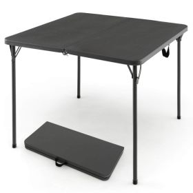 Folding Camping Table with All-Weather HDPE Tabletop and Rustproof Steel Frame (Color: Gray)