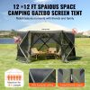 VEVOR Pop Up Gazebo Tent, Pop-Up Screen Tent 6 Sided Canopy Sun Shelter with 6 Removable Privacy Wind Cloths & Mesh Windows